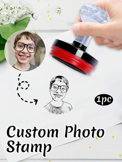 1/2pcs Custom Photo Round Stamp, Personalized Portrait Stamp, Customized Photo/Face Wooden Rubber Stamp, Picture Stamps Personalized, Diy Customized Stamp, Personalized Wedding Seal, Anniversary Stamps Personalized, Customizable Pet Stamps, 2 Sizes,Office Decor,New Job, Office Supplies