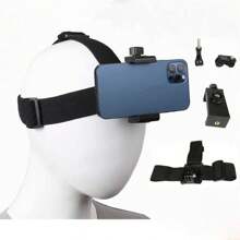 1st Person POV Smartphone Holder Headband, Suitable For GoPro 12 11 10 9, Osmo Action 2 Action Cameras, And Smartphones Like , - Black - View 1