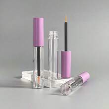Set de 1/5/10 piezas botellas de aplicador de delineador de ojos transparentes recargables de tamaño de viaje con tapa morada, recipientes de 5ml para rellenar maquillaje de ojos