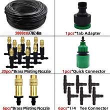 Sistema de riego por goteo para jardinería, set de regadores de micronebulización de dos salidas en color rojo, riego automático ajustable para macetas y herramientas de jardinería