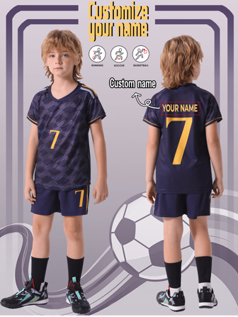 [Hecho a medida] Conjunto de ropa deportiva de 2 piezas de entrenamiento rápido del Real Madrid, manga corta, No.7, adecuado para fútbol, deportes, uso diario, con nombre personalizado, con estilo, de moda, hipster, casual, minimalista elegante, personalizado, único, regalos ideales para él, novio, familia, amigos para cumpleaños, vacaciones/días festivos, escuela/competición, deportes/escalada