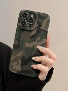 绿色迷彩图腾印花图案简约黑色防震厚手机壳防水防摔防刮