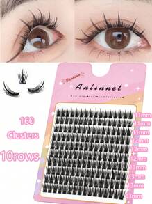 160簇假睫毛黑色自然漫画睫毛动漫睫毛大容量睫毛延长亚洲风格化妆条睫毛，睫毛，睫毛，假睫毛 - 黑色 - 查看 2