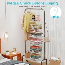 6 Tiers Hanging Closet Shelves Organizer With Name Plate S Hooks, Wall Mount&Cabinet Wire Storage Basket Bins, For Clothing Sweaters Shoes Handbags Clutches Accessories - White - View 5