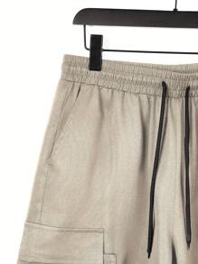 Bermudas cargo de moda para hombres, sueltas y cómodas - Caqui - Ver 5