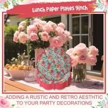 40 Stücke 4 Arten 9 Inch Lunch Dusty Blumen Pappteller, elegante Einweg-Blumenteller für Teegesellschaft, Hochzeit, Bridal-Shower, Geburtstag und Frühlingsgartenparty Dekoration (bedient 40)