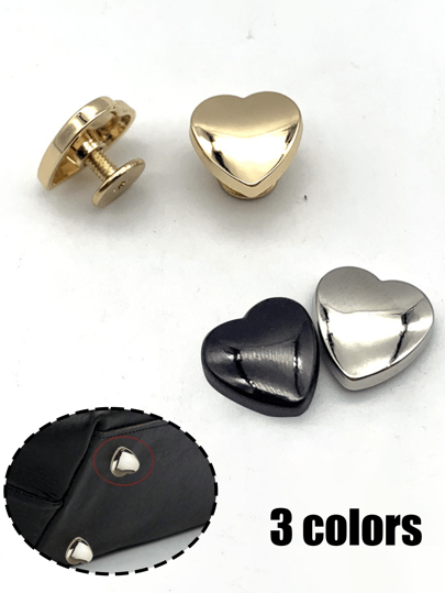 12mm Diy Rivet Heart-Shaped Top Bolt Flat Head Screw, Heart-Shaped Screw Decorative Bag Hardware Handbag Bottom Nail Luggage Accessories, Multi-Color Leather Wear-Resistant Nail Buckle, Punk Metal Nail Cloth Buckle, Luggage, Crafts, Clothes, Bags, Shoes, Essential For Craft Enthusiasts