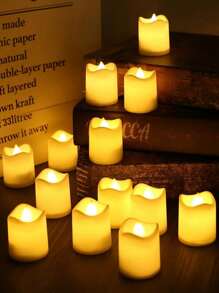 6/12/24 piezas Velas té LED, realistas y brillantes, parpadeo sin llama, a pilas con luz amarilla cálida, adecuadas para decoración de bodas, Día de San Valentín, feriados, con baterías incluidas para Pascua