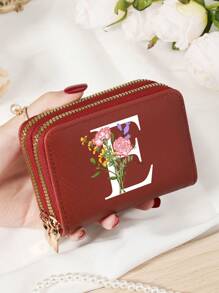 Burgundy Bag Charry Red Bag Wine Red Bag Large Capacity Multi Double Zipper Card Holder Wallet Business Card Holder Credit Card Holder Women For Women Wallet Mini Wallet Purse Wallet Card Wallet - Burgundy - View 90
