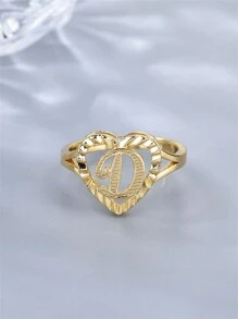 1 chiếc nhẫn rỗng cổ điển khắc 26 chữ cái có thể điều chỉnh, phụ kiện thời trang giản dị cho cặp đôi, thích hợp làm quà tặng dự tiệc/du lịch - Vàng - Xem 34