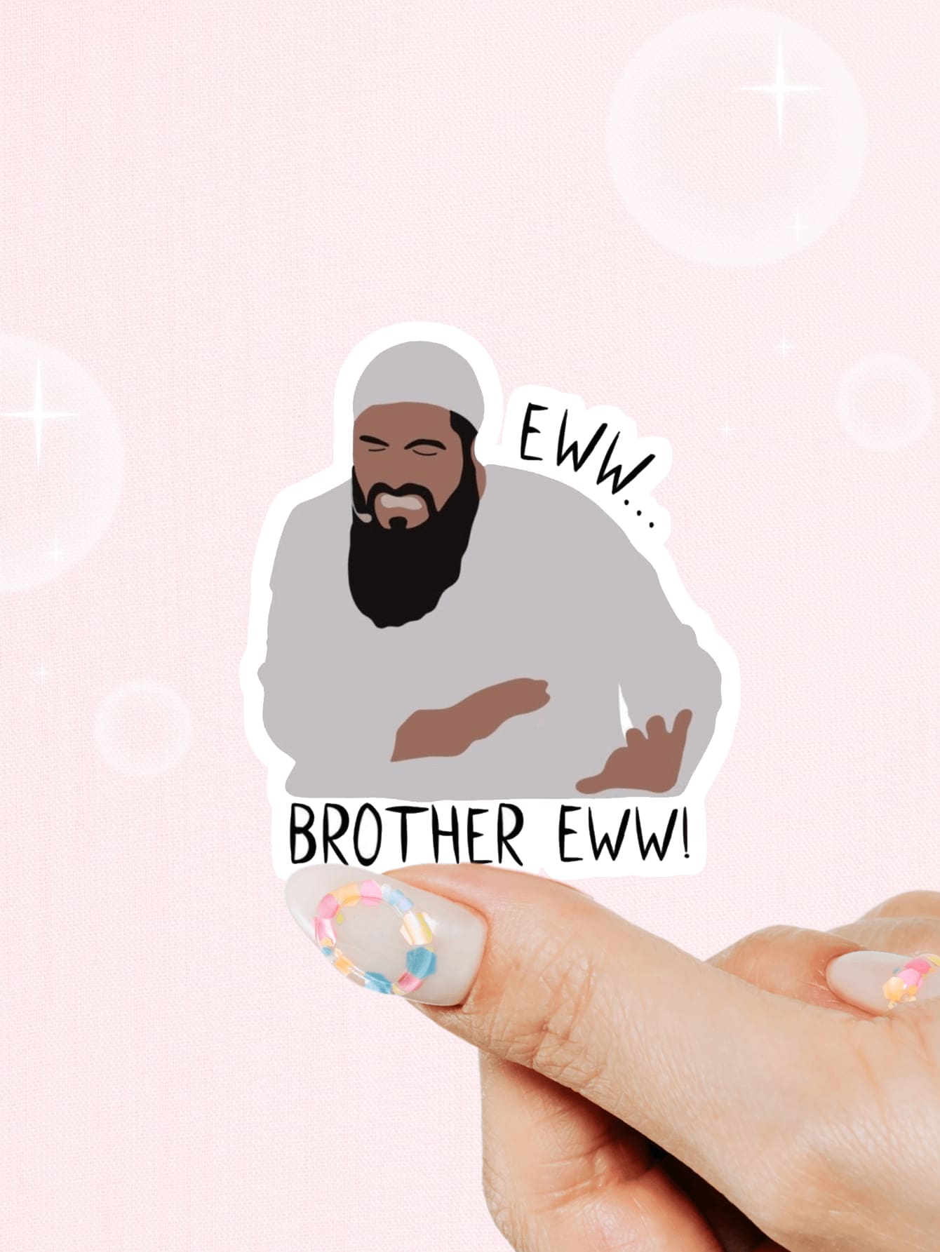 1 pieza Pegatina con el meme "¡Hermano, puaj!" Calcomanía de vinilo para botella de agua, portátil, funda de teléfono, pegatina divertida - Multicolor - Ver 1