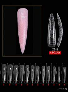 120pcs/Box Nail Art Crystal Nail Tips, Reusable Crystal Nail Extension With Patterns, Quick Gel Nail Extensions - Clear - View 11