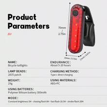 Solar Powered Bicycle Light Set With Horn, 120dB, Rechargeable, Mountain Bike/Road Bike Front Light/Flashlight/Tail Light - Multicolor - View 5