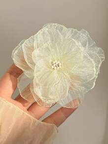 1 Stück mintgrüne Chiffon Blume Haarspange, süß und frisch für den Strandurlaub, Haraccessoires, Haarspangen, Haarklammern, Haarklammern
