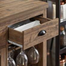 SoBuy SVW20-N, Kitchen Island Kitchen Cabinet Cupboard Sideboard Kitchen Breakfast Dining Bar Table Bar Cabinet - Brown - View 10