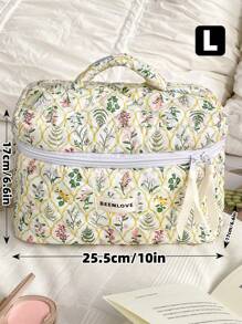1Pc/Set Vintage Delicate Floral Quilted Makeup Bag, Large Capacity Travel Toiletry Pouch With Handle, Multi-Functional Cosmetic Storage Bag For Lipstick, Jewelry, Tissues, Sanitary Napkins, Toiletry Bag For Travel, Daily Use, Perfect Gift For Valentine's Day, Mother's Day, Anniversary, Vacation, Daily Use, New Style 2025 (Random Cutting).