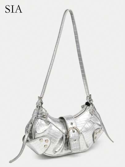 Lightweight Portable Vintage Crossbody Bag For Women: Punk & Gothic Y2K Style Vegan Leather Motorcycle Purse With Rivets, Metal Chains & Adjustable Strap – Accessories For Teens, College Girls, Street Fashion, Concerts, Music Festivals, And Edgy Outfits., Halloween Purse Perfect For Fancy Party Halloween Fashion & Gothic Fashion