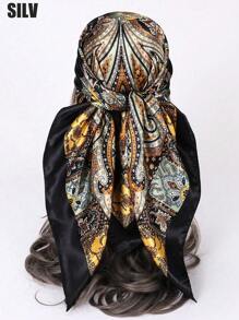 1 件 90 厘米佩斯利图案方形围巾，可作为头巾、头巾或头巾日常使用，头巾、发带、头带非常适合装扮您的外观 - 彩色 - 查看 40