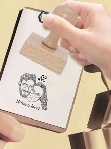 1/2pcs Custom Photo Round Stamp, Personalized Portrait Stamp, Customized Photo/Face Wooden Rubber Stamp, Picture Stamps Personalized, Diy Customized Stamp, Personalized Wedding Seal, Anniversary Stamps Personalized, Customizable Pet Stamps - Style a - View 3