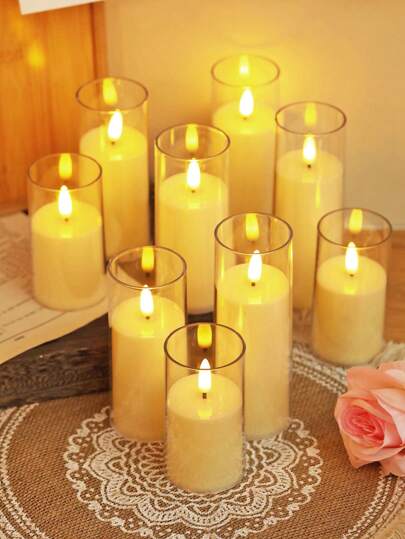 1pc Battery Operated Flickering Flameless LED Candle Light, Home Decor Electronic Candle Lamp, Suitable For Wedding Decoration, Dining Table Decor, Birthday, Party, Valentine's Day Candle Decor, Plastic Electronic Candle, Wishing Candle Light, Bedroom Desk Decor Electronic Candle Lamp