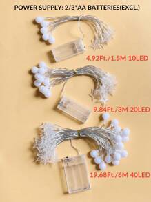 1串1.5米/3米/6米白色篮球星形LED灯串，家居装饰，圣诞节室内装饰灯，圣诞树装饰灯，卧室装饰，房间装饰，婚礼和生日派对装饰灯 - 黃光 - 查看 10