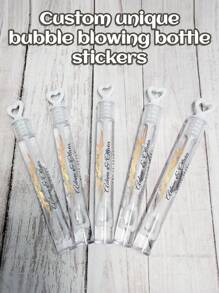 45pcs Wedding Bubble Tube Labels, Personalized Wedding Labels, Wedding Stickers Custom, Bubble Wand Label Clear, Bubbles Wedding Label, Bubble Party Custom Transparent Stickers, Multi-Functional High-Quality, Cute, Vintage, Custom, Personalized, Unique, Ideal Gifts For Him, Ideal Gifts For Her, Her, Girlfriend, Family, Friends, Son, School Students, Workers, Kids, Dining Room, Bathroom, Living Room, Bedroom, Office, Tea Room, School, Home, For Anniversaries, For Birthdays, For Weddings, For Graduation, For Housewarming,Wedding Essentials,Customized Wedding Crafts,Warm Ambience - Multicolor - View 6
