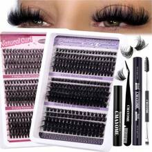 1入組新款式DIY分髮式睫毛延長100D高容量D捲亂瀏海厚卷實感假睫毛