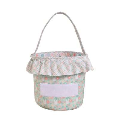 Easter Tote Bag, Cute Rabbit Floral Large Capacity Basket Children Festival Present Bag
