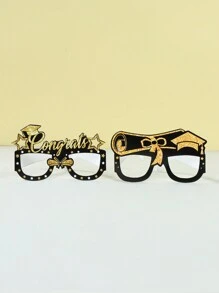 6个毕业派对纸眼镜道具，黑金配色，2025毕业派对拍照道具，2025毕业派对装饰，派对装饰，毕业季派对礼物，毕业配饰，毕业快乐派对用品 - 2025畢業季 - 查看 6