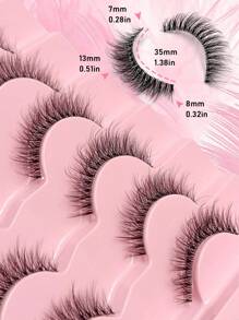 7对Asiteo蓬松假睫毛,自然轻盈,透明睫毛梗,透气仿貂毛,浓密柔软卷翘,适合初学者 - 自然纖長款 - 查看 3