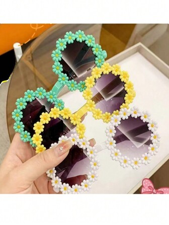 1 件随机花朵圆形派对眼镜