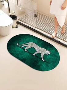 1 件浴室丝滑吸水地毯，椭圆形，清新花卉印花，适用于卧室、客厅、书房、厨房、餐厅和浴室，快干易清洁 - 綠色 - 查看 14