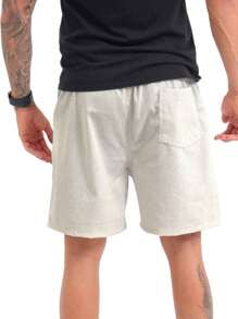 Men's Plus Size Linen Shorts Comfort Short Fashion Mauricinho Premium Basic Casual Quality - 米色 - 查看 7