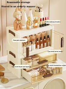 Dust-Proof High-End Drawer Organizer, Storage Racks For Cosmetics And Skincare Products, Makeup Vanity Table - Multi-Layer Drawers Dual Cabinet Storage Rack