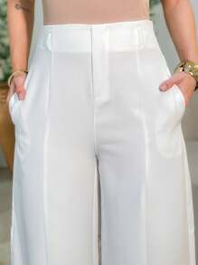 Women's Formal Trousers With Tailored Waist/Side Zipper/DD079 - trắng - Xem 4