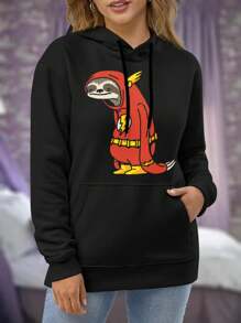 The Neutral Sloth Superhero Funny Cartoon Costume For Women's Hoodies - Animal Red Yellow Relaxed Style