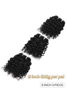 3pcs Jerry Curl Wave Hair Extensions, Natural Color, Short Wavy Bob Style - SNatural - View 3