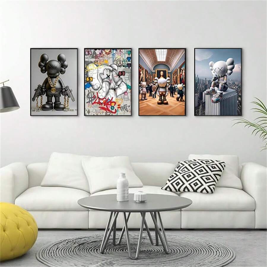 1幅KAWS海报艺术帆布印刷墙面客厅走廊装饰礼品 KAWS人物帆布墙面艺术男士房间装饰礼品 - C - 查看 1