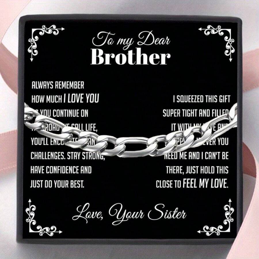 Gift Box New Cuban Bracelet For Brother, Unique Bracelet Gift, Thoughtful Birthday Gift From Sister, Valentine's Day Special Occasion Jewelry To Encourage Brother - 1PC - View 1