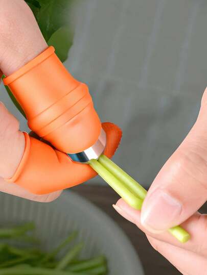 6 piezas Juego de cortadores de pulgar de silicona naranja, herramienta separadora de dedos para recoger frutas y verduras, herramienta de silicona para cortar plantas y verduras en macetas, para fresas, vegetales, plantas de jardín, delantales de jardinería