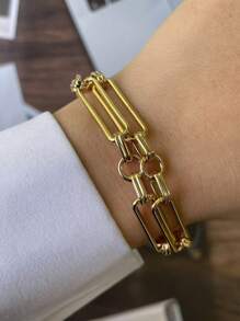 STYLEVER 1 PC Gold Carabiner Lock Clasp Chain,Gold Collision Silver Mountain Chain,Charm Chain,Stainless Steel Chain For Both Women And Girls