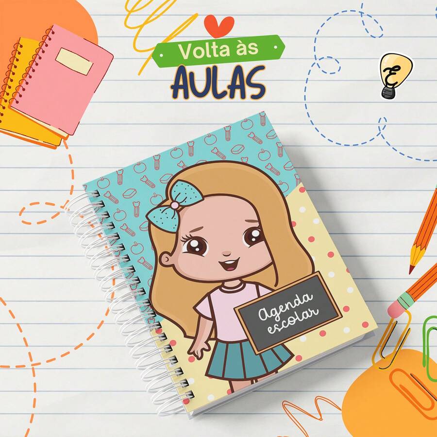 2025 School Diary With Medical Information Girls Dolls Cute Illustrations - Model 16 - View 1