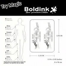 Boldink Non-Permanent Tattoo Technology, Warning Hand Design, New Tattoo Design, Tattoo Sticker Lasts 1-2 Weeks, Delicate And Detailed Tattoo Design, No Gloss, Excellent Choice For Temporary Tattoo - Black - View 4