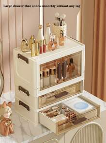 Dust-Proof High-End Drawer Organizer, Storage Racks For Cosmetics And Skincare Products, Makeup Vanity Table - Multi-Layer Drawers Dual Cabinet Storage Rack