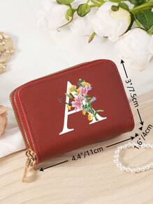 Burgundy Bag Charry Red Bag Wine Red Bag Large Capacity Multi Double Zipper Card Holder Wallet Business Card Holder Credit Card Holder Women For Women Wallet Mini Wallet Purse Wallet Card Wallet - Burgundy - View 3