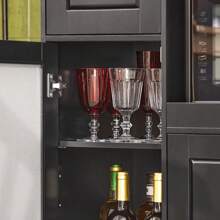 SoBuy FSB78-SCH, Sideboard Microwave Cabinet Kitchen Dining Room Storage Cabinet Cupboard On Wheels, Kitchen Storage Trolley, Black - Black - View 6