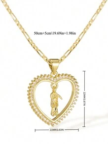 1pc Fashionable Skull & Heart Design Oxidized Pendant Necklace, Versatile Jewelry For Women, Great Gift For Friends, Prayer & Holiday