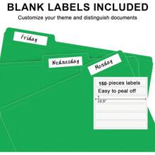 File Folder, 150 Pack 1/3 Cut Tab File Folders Letter Size, Creen, Colored Folders With Tab Great For Organizing And Easy File Storage
