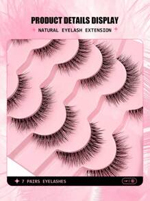 7对Asiteo蓬松假睫毛,自然轻盈,透明睫毛梗,透气仿貂毛,浓密柔软卷翘,适合初学者 - 自然纖長款 - 查看 4