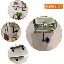 6 - Piece Set Of Industrial - Style Pipe Shelf Brackets: All - Metal, Rustic Design For Custom Wood Floating Shelves - Wall - Mounted With Screws Included - Variant1 - View 3